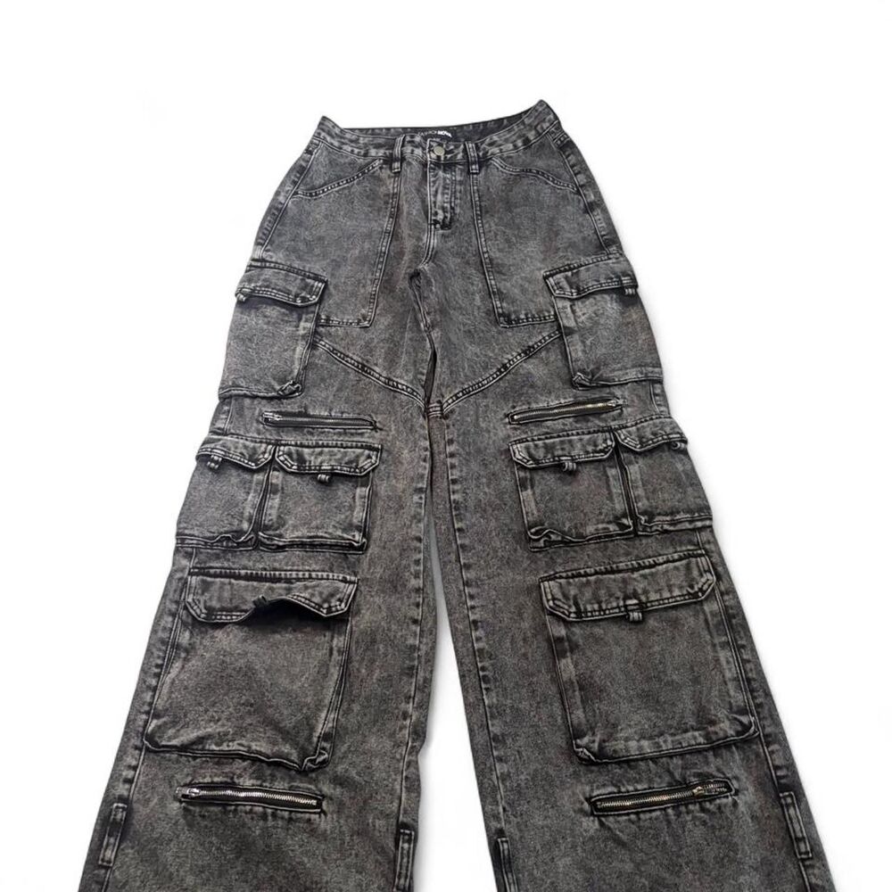 Fashion-nova Women's Black and Grey Jeans